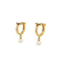 Maia Pearl Huggie Earring - Gold