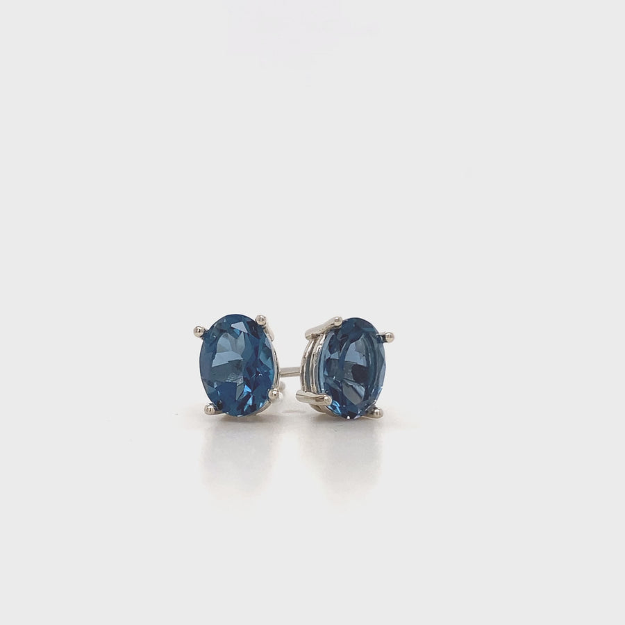 Oval London Blue Studs