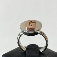 Little Sister Ring - Gold Initial / Silver Top